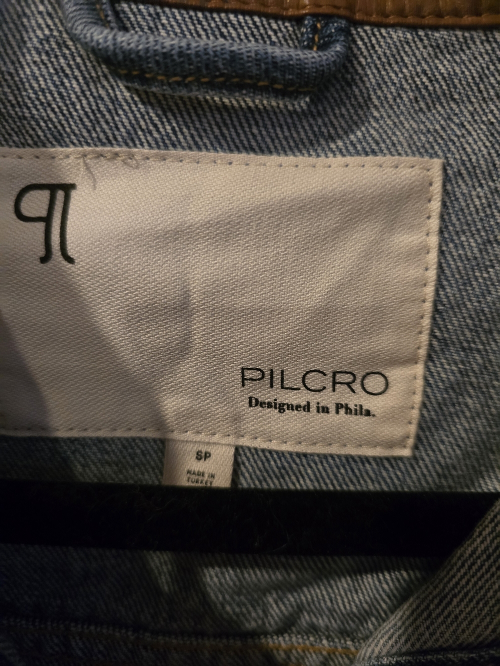 Pilcro Blue Denim Jacket with Brown Leather Collar - Picture 3 of 6